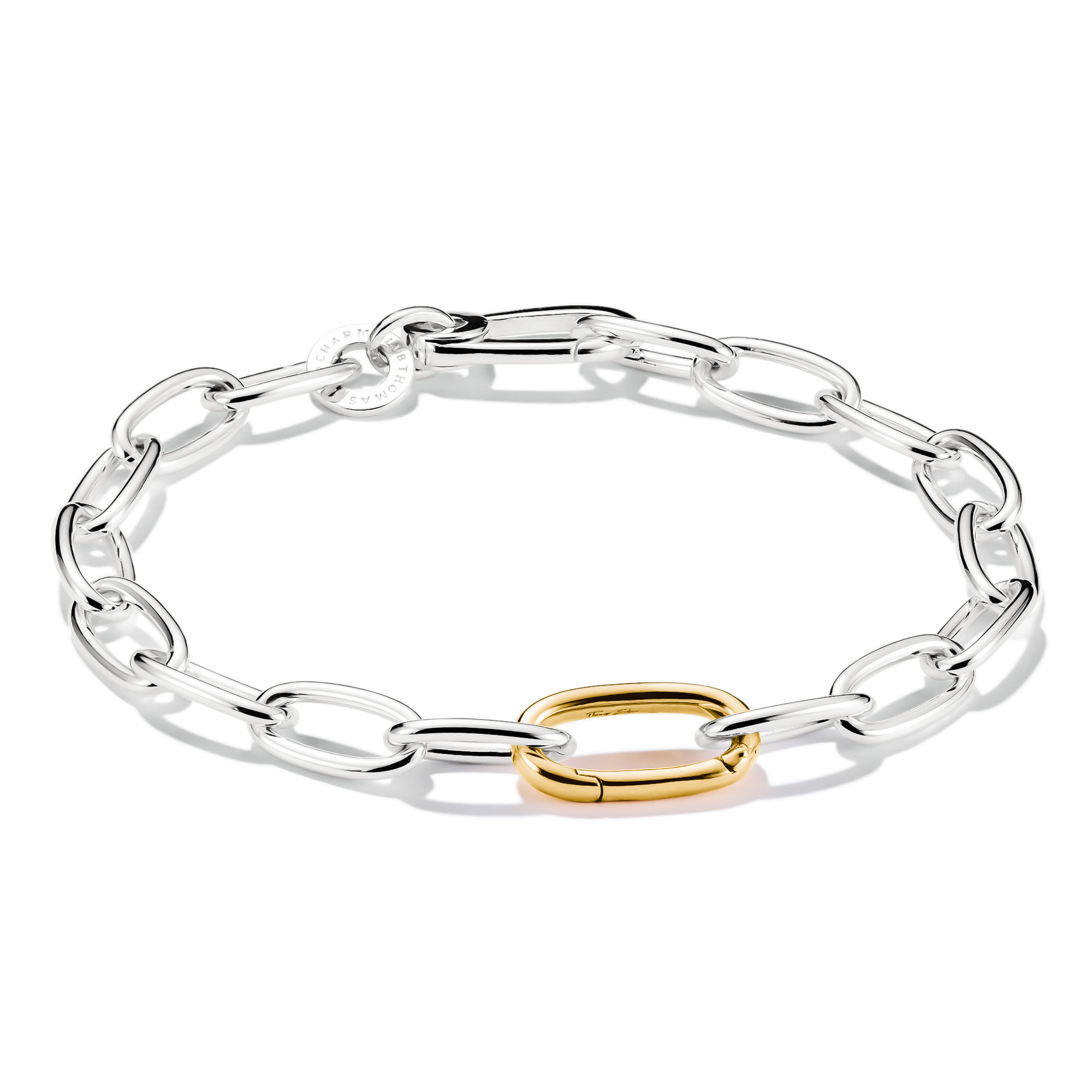 Thomas Sabo Charm-Armband Bicolor 925 Silber, 19cm, Gold & Silber Detail