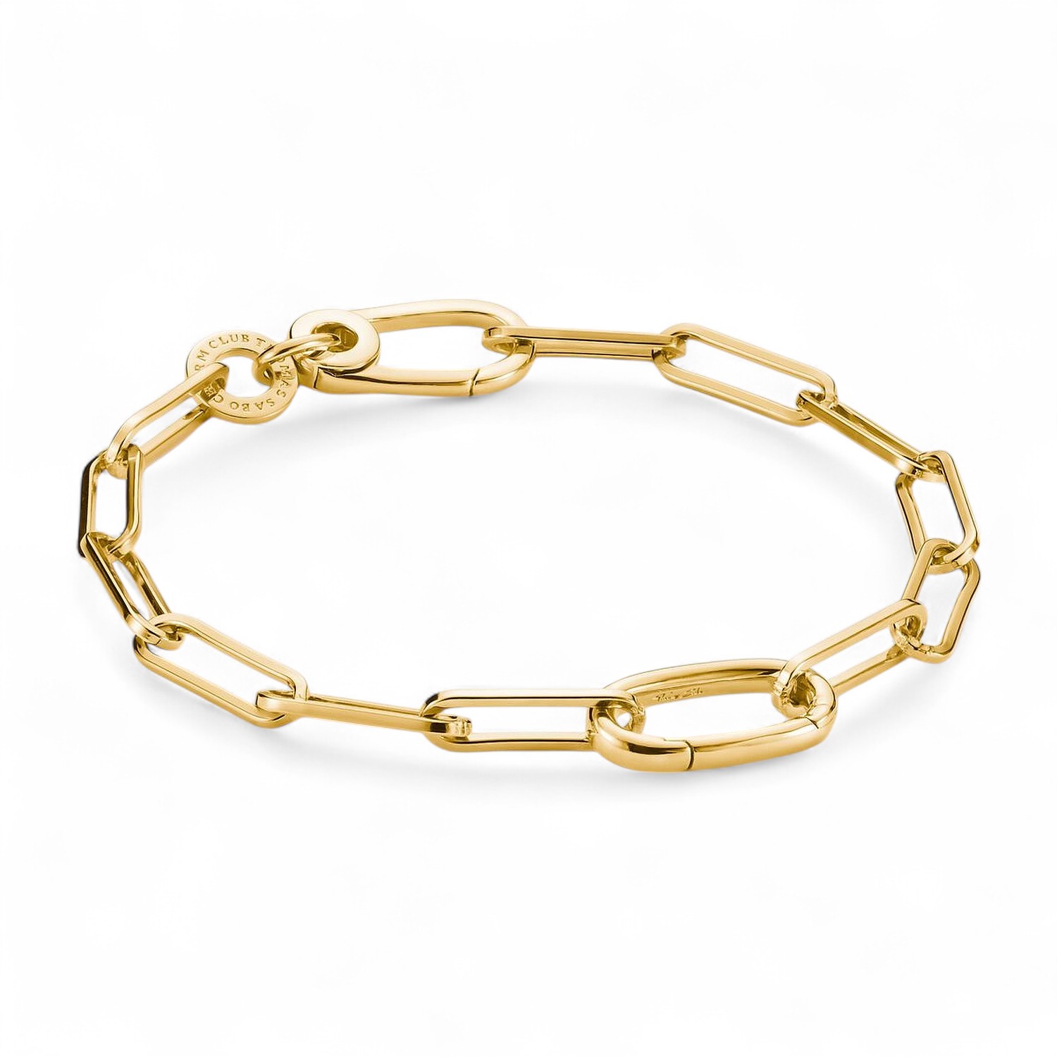 Thomas Sabo Damen Charm-Armband Paperclip, 18k Vergoldetes 925 Silber, 19cm