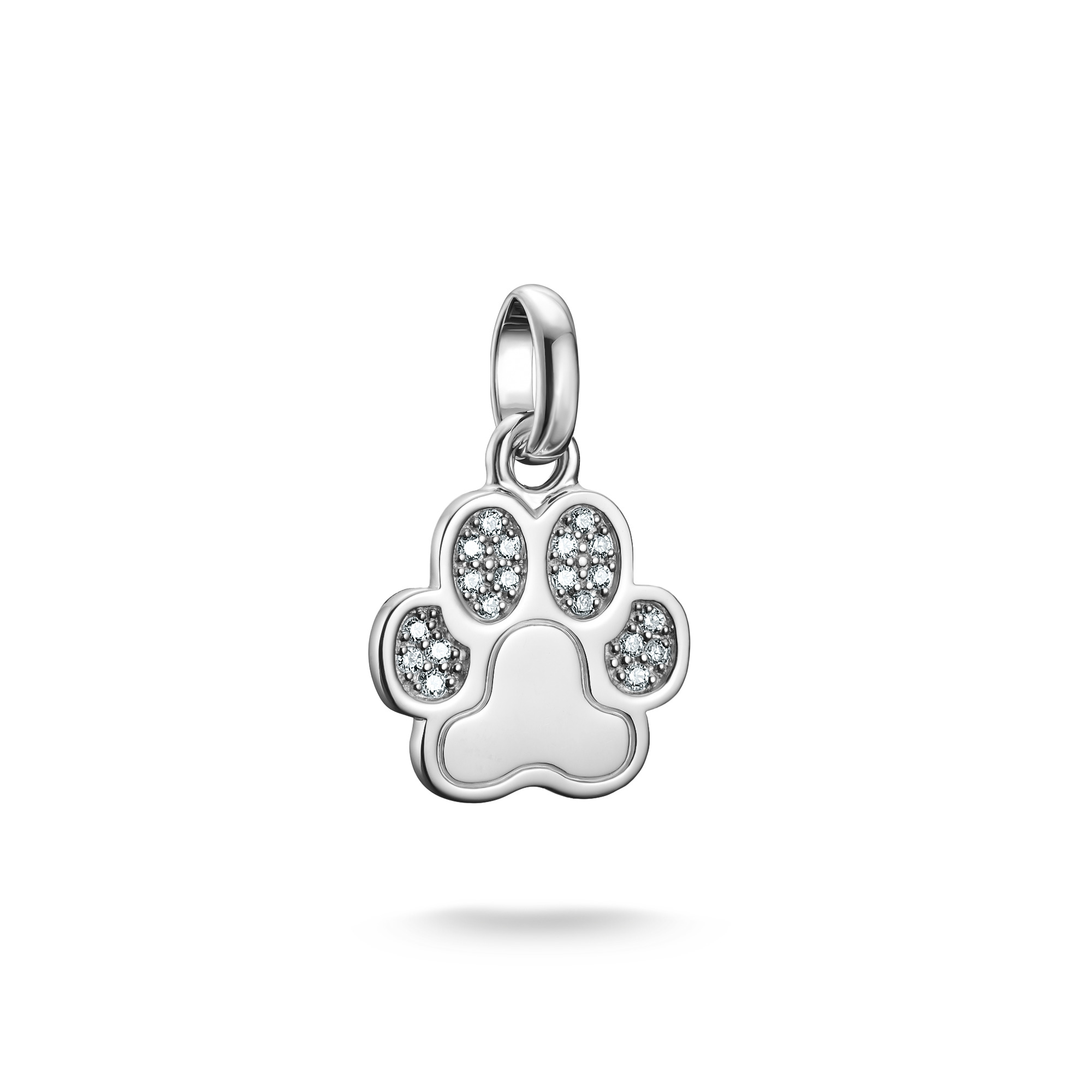 Thomas Sabo Charm-Anhänger Pfote, 925er Silber mit Zirkonia, 20x13mm, silberfarben