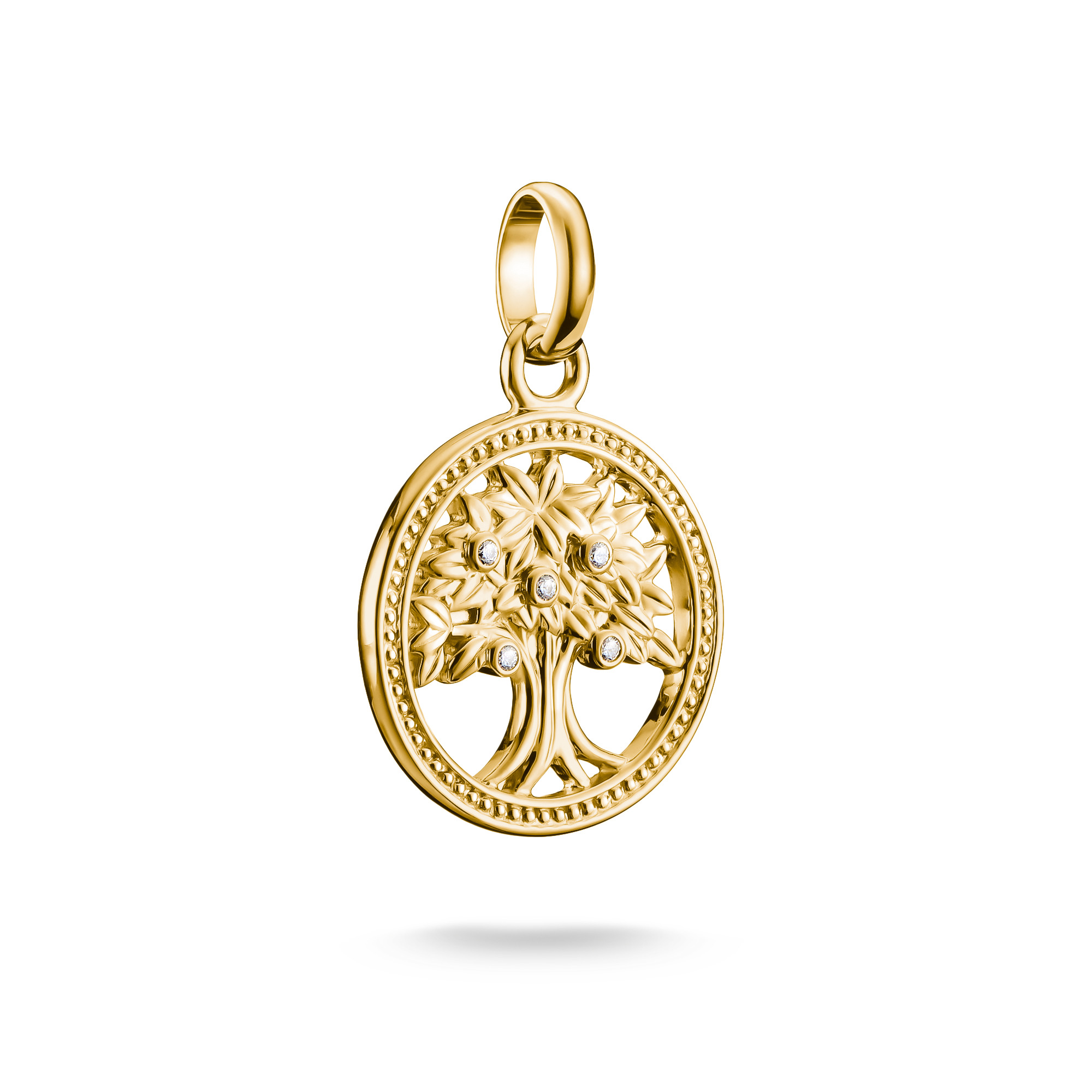 Thomas Sabo Charm-Anhänger Tree of Love, 925 Silber vergoldet, Zirkonia, 24x16mm
