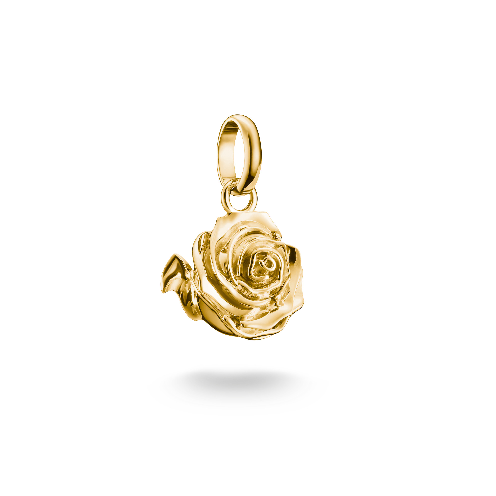 Thomas Sabo Charm-Anhänger Rosenblüte, 925 Silber vergoldet, 18x11mm, Gold