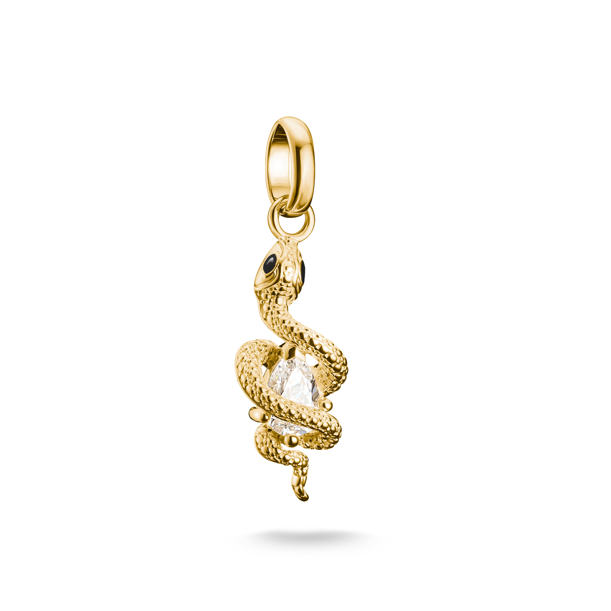 Thomas Sabo Charm-Anhänger Schlange, 925 Silber vergoldet, Zirkonia, 25x8mm