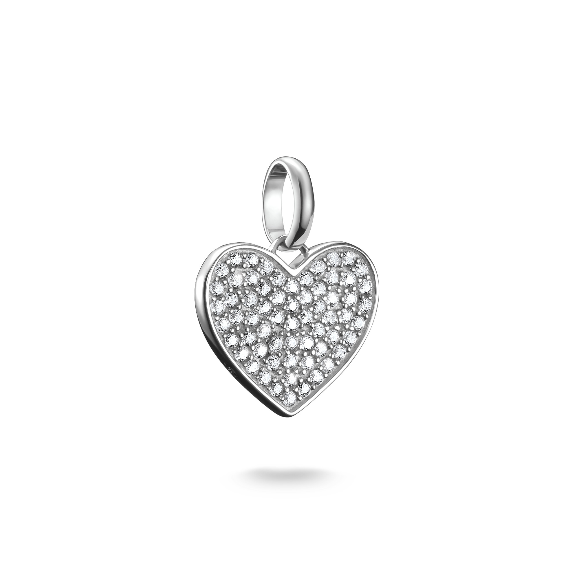 Thomas Sabo Charm-Anhänger Pavé-Herz, 925 Silber mit Zirkonia, 18,5x15,5mm