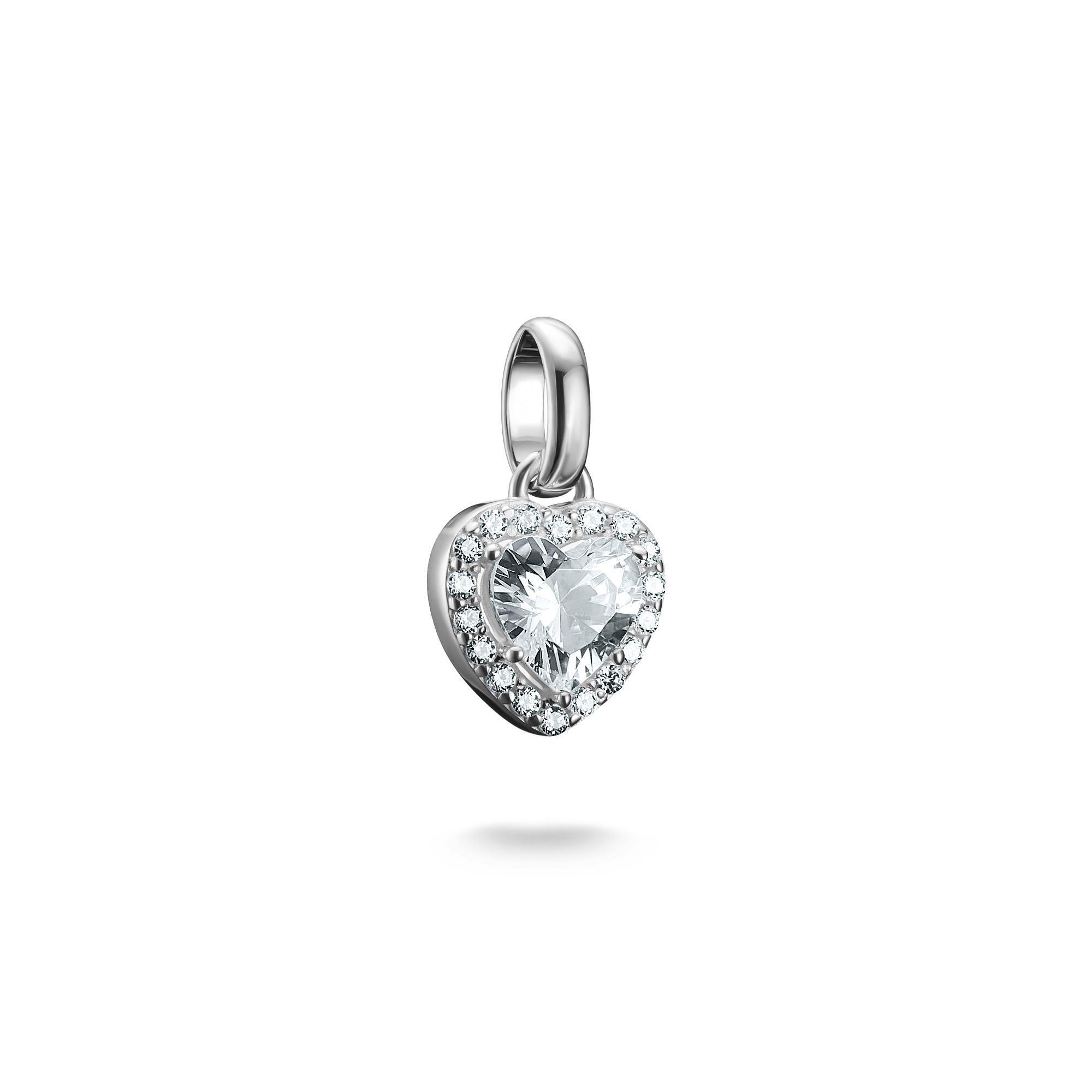 Thomas Sabo Charm-Anhänger Herz, 925 Silber mit Zirkonia, 15,5x9mm, silberfarben