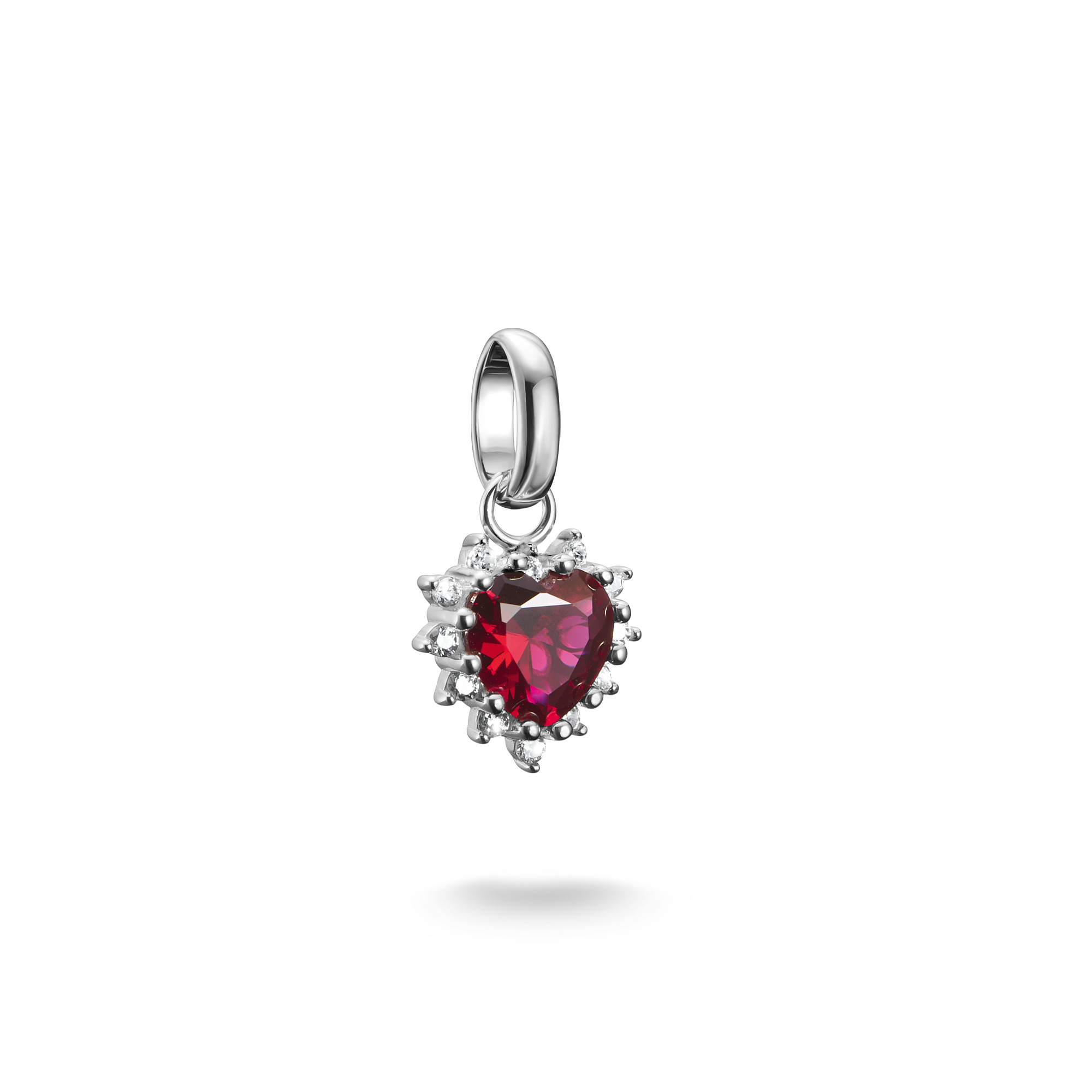 Thomas Sabo Charm Anhänger True Romance, 925 Silber, Rotes Herz, Zirkonia, 17x9mm