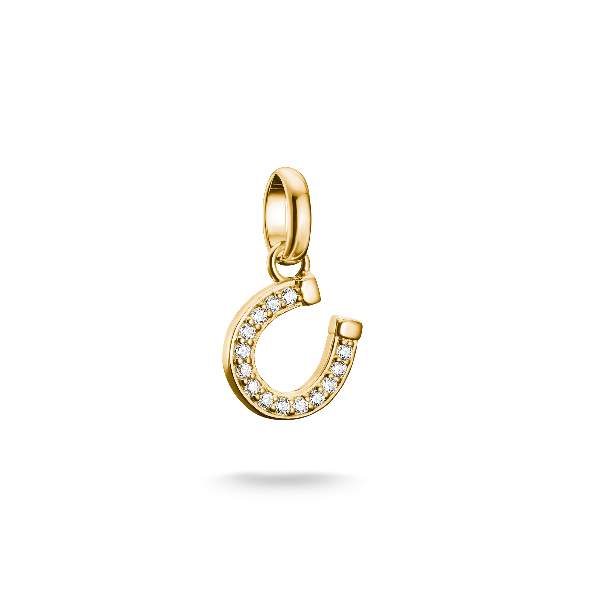 Thomas Sabo Charm-Anhänger Hufeisen, 925 Silber vergoldet, Zirkonia, 17.5x9.5mm