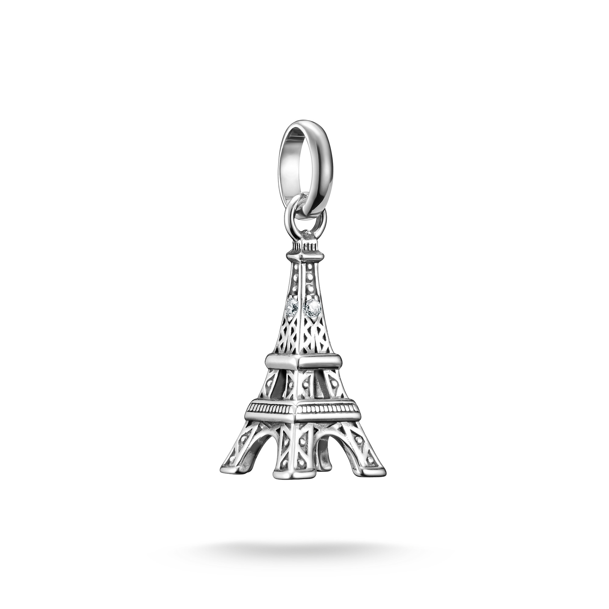 Thomas Sabo Eiffelturm Charm-Anhänger, 925 Silber mit Zirkonia, 24,5x8mm