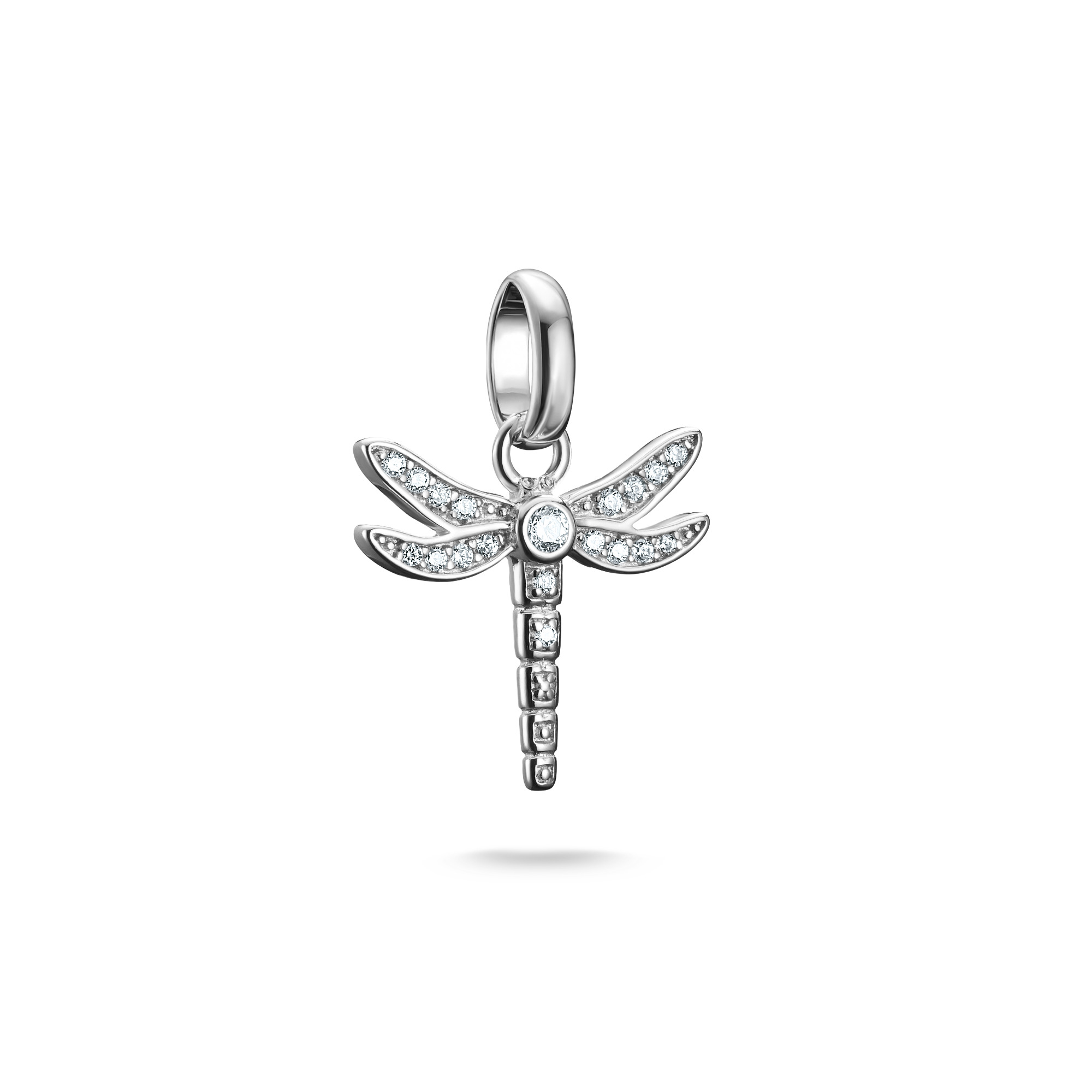 Thomas Sabo Charm-Anhänger Libelle, 925 Silber mit Zirkonia, 20x15,5mm, silberfarben