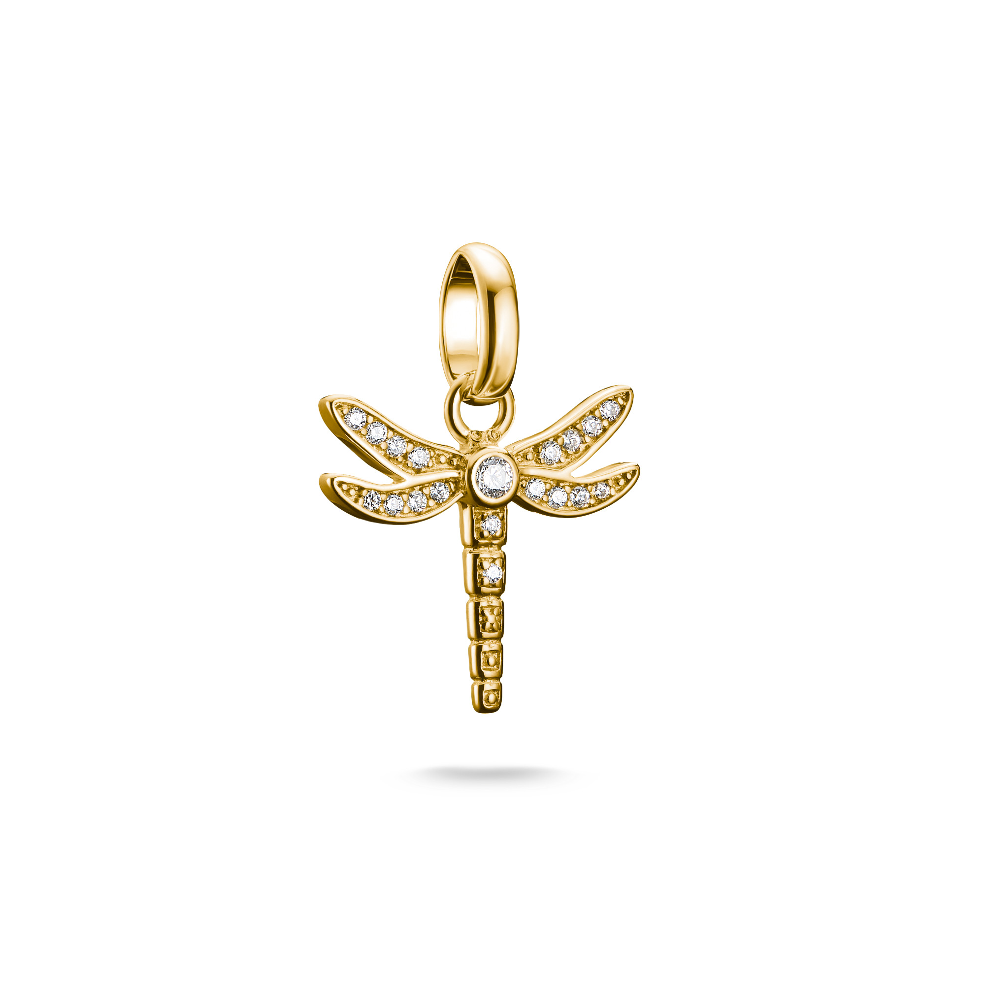 Thomas Sabo Charm-Anhänger Libelle, 925 Silber vergoldet, Zirkonia, 20x15,5mm