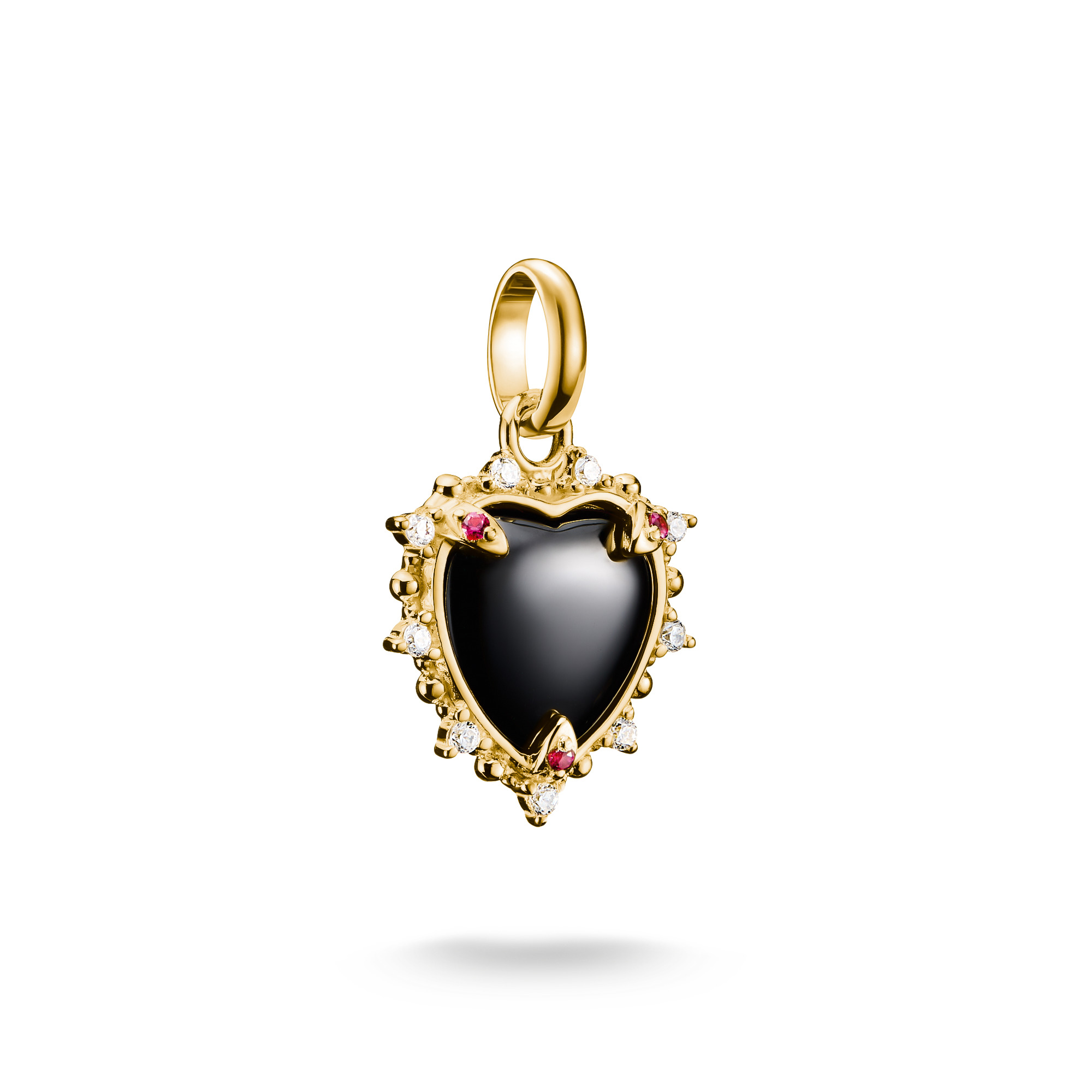 Thomas Sabo Anhänger Vintage-Herz in Schwarz, 925 Silber vergoldet, Zirkonia