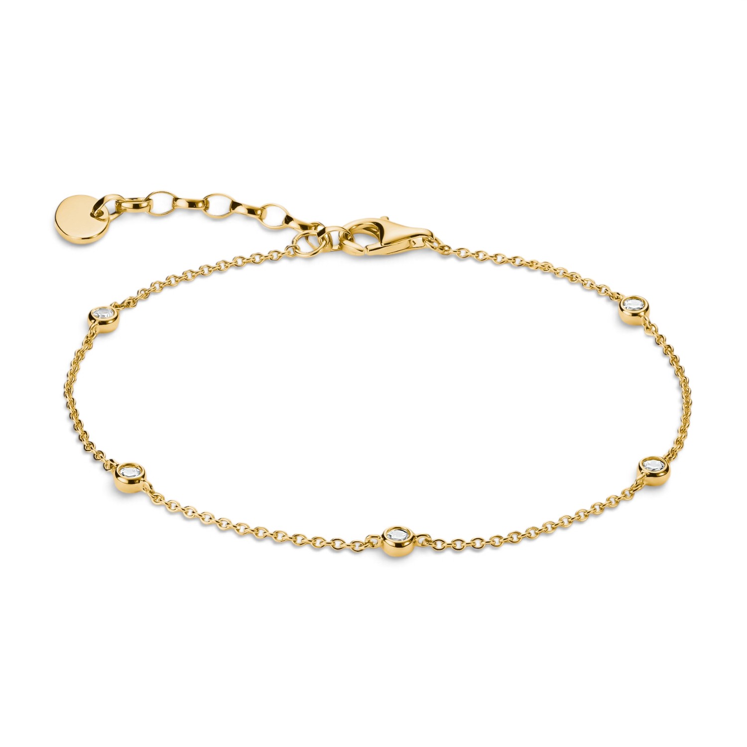 Thomas Sabo Armband mit Zirkonia – Damen, 18k vergoldet, goldfarben, 16–19 cm