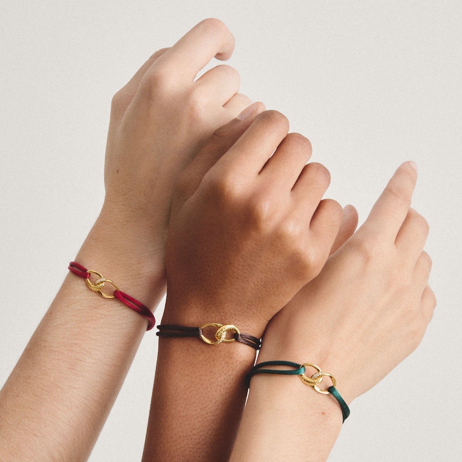 Thomas Sabo Textilarmband Together braun, Legierung 18k vergoldet mit Zirkonia, Damen 14-24cm