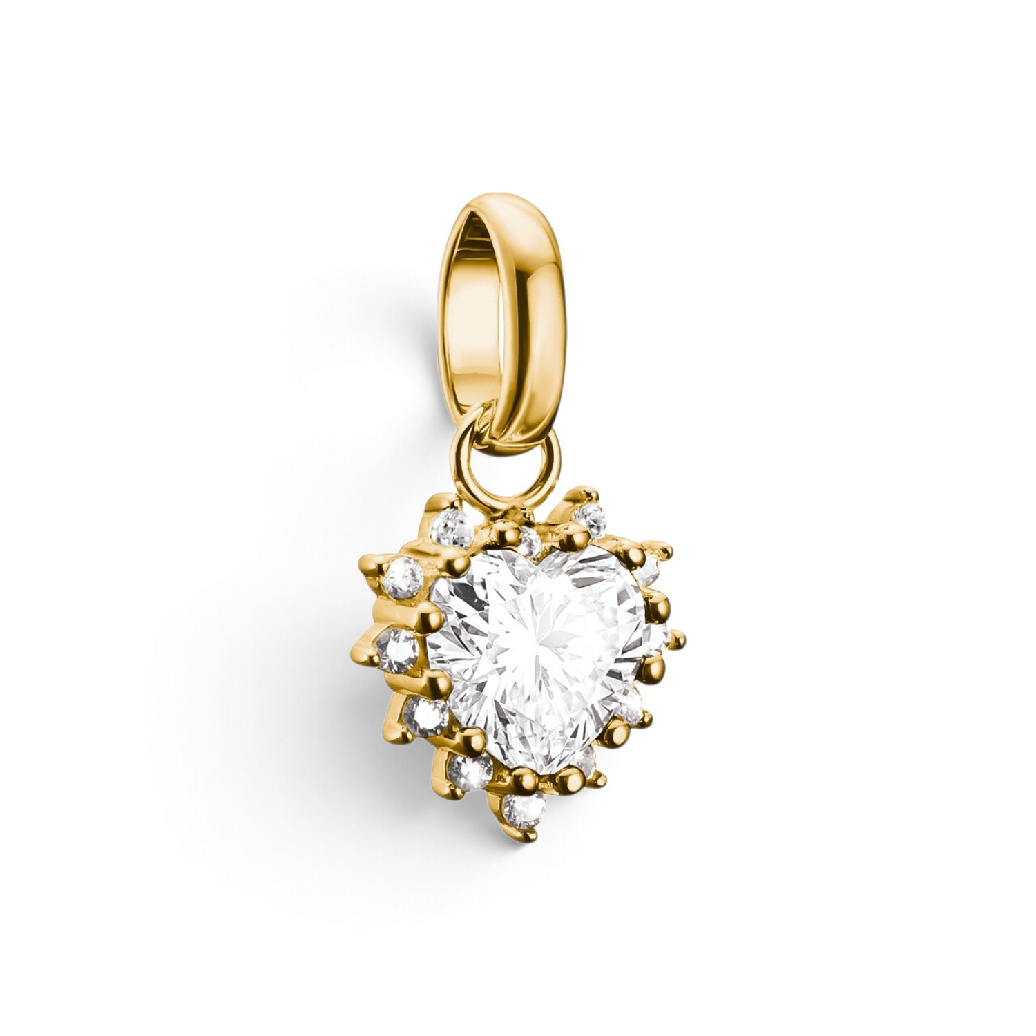 Thomas Sabo Charm Herz Zirkonia weiß – 18k vergoldet, goldfarben, Damen, 9x12 mm