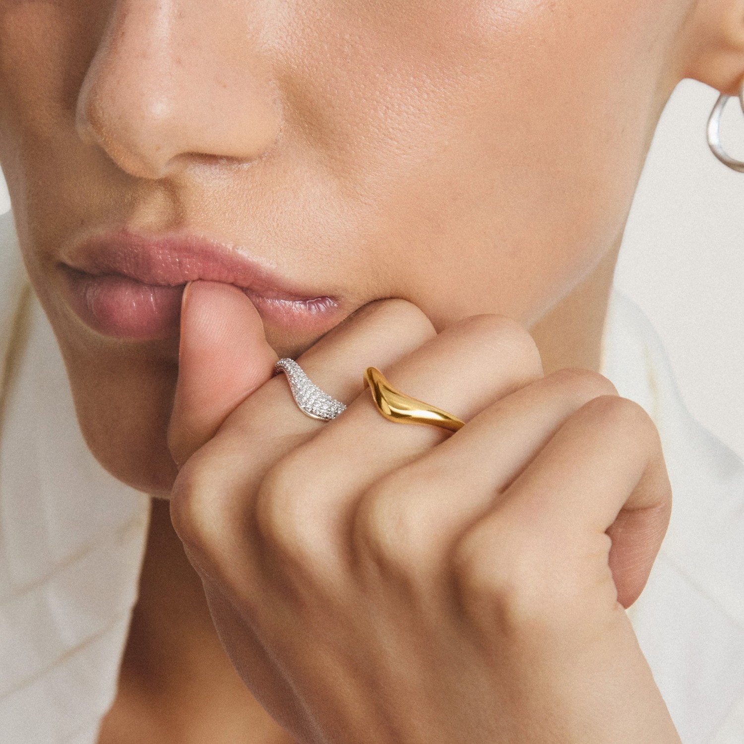 Thomas Sabo Ring in Wellenform Damen – 18k vergoldet, goldfarben, Größe 56