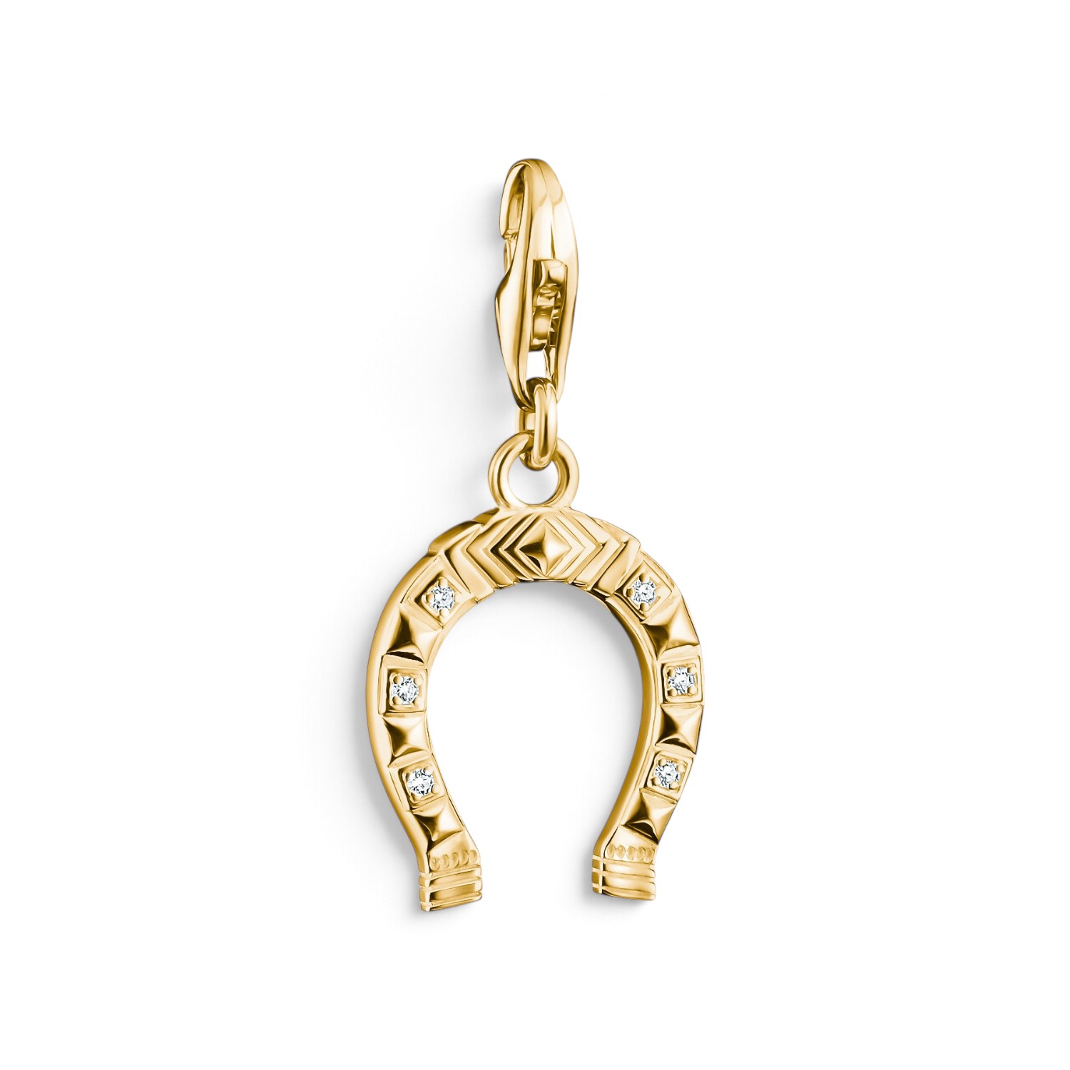 Thomas Sabo Charm Anhänger Hufeisen, 18k vergoldet mit weißem Zirkonia, goldfarben für Damen