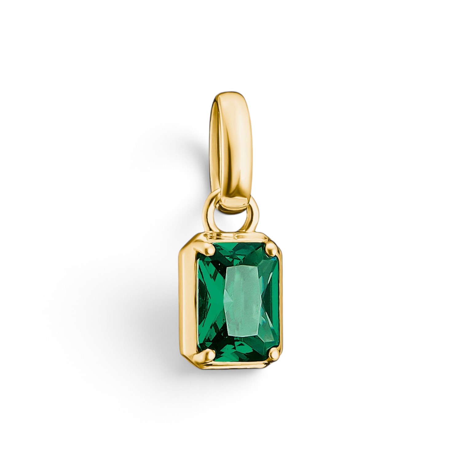 Thomas Sabo Charm Anhänger Geburtsstein Mai – 18k vergoldet mit grünem Nanokristall, Damen