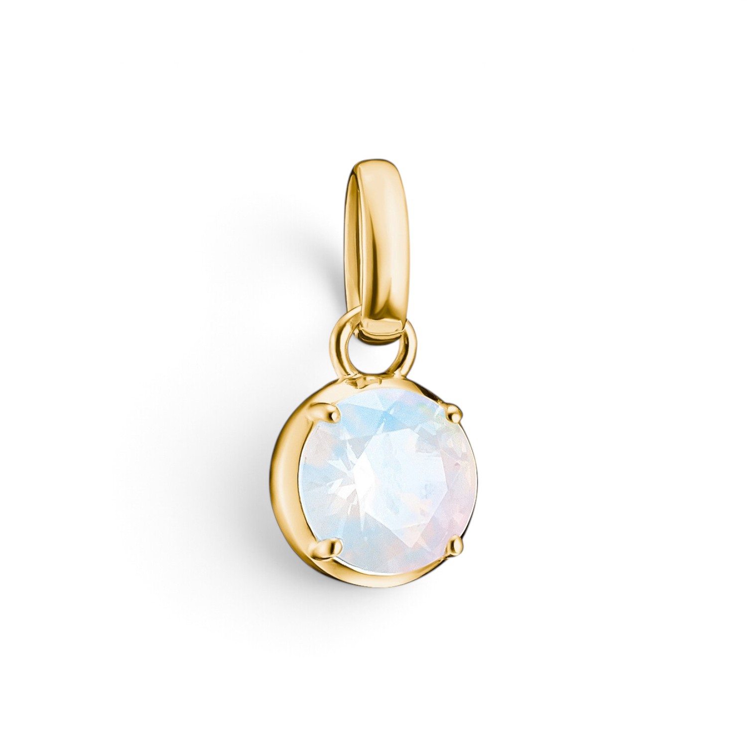 Thomas Sabo Charm Geburtsstein Juni – 18k vergoldet, Nanokristall weiß, 8x16 mm Damen-Anhänger