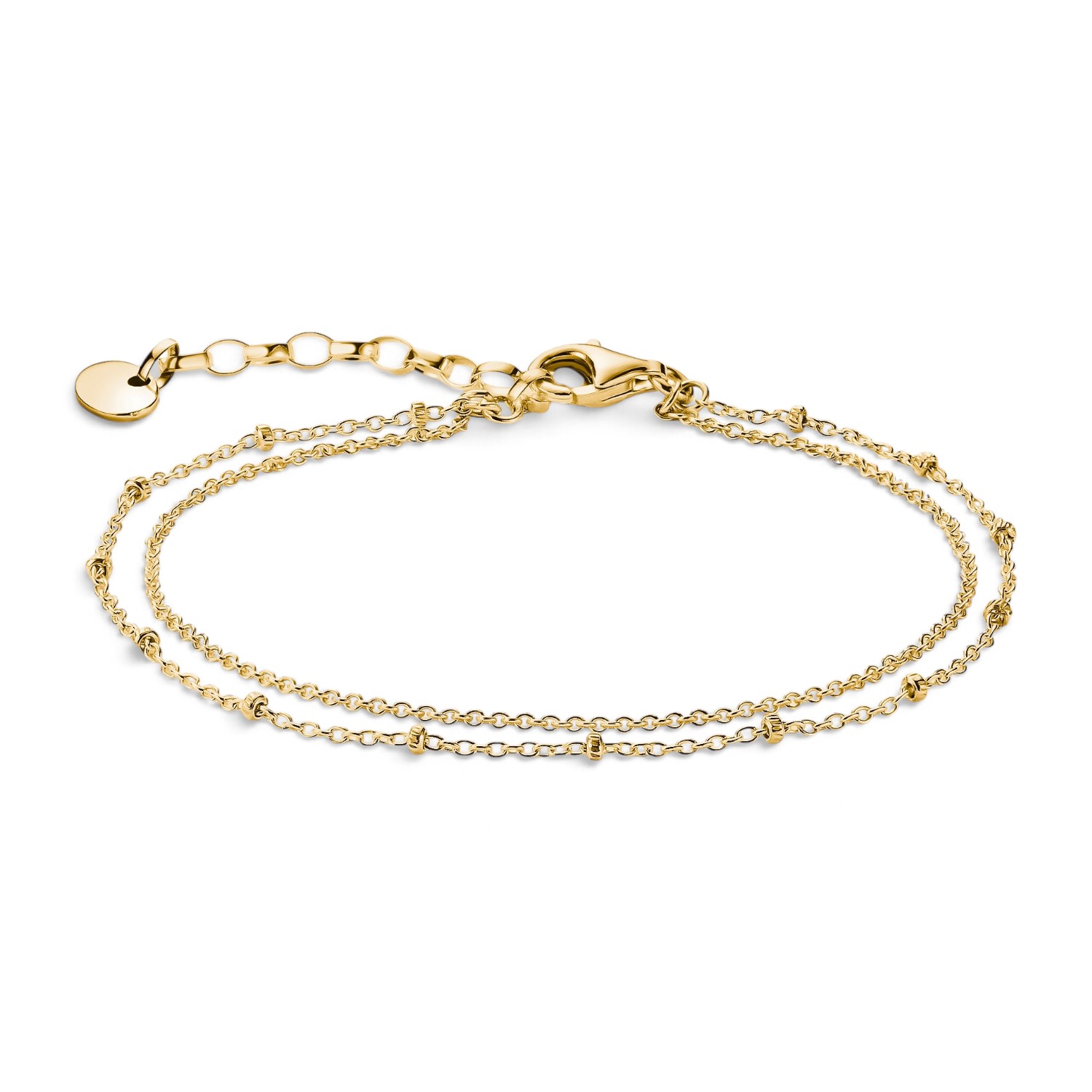 Thomas Sabo Doppelarmband Damen, 18k vergoldet, goldfarben, Länge 16–19 cm