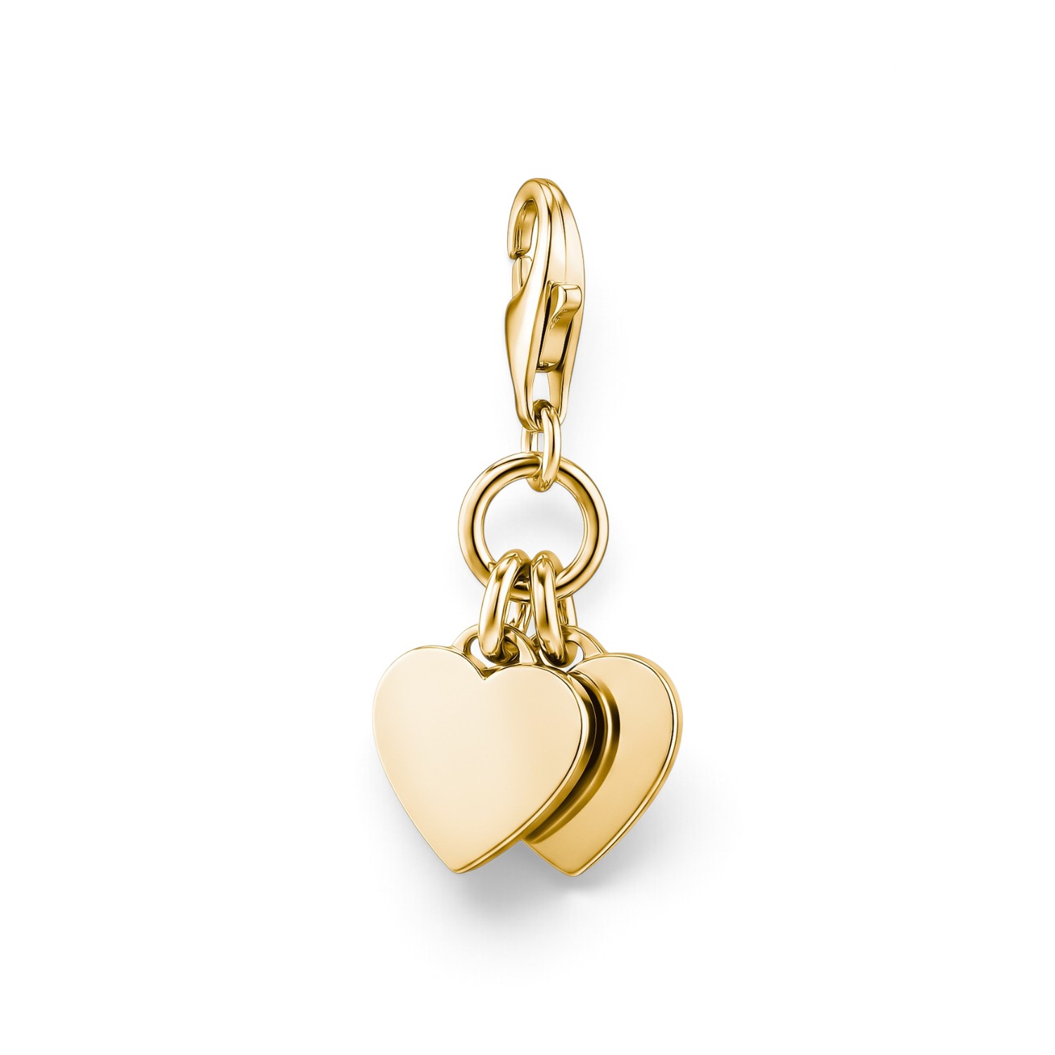 Thomas Sabo Charm Anhänger Herz doppelt – 18k vergoldet, goldfarben, Damen