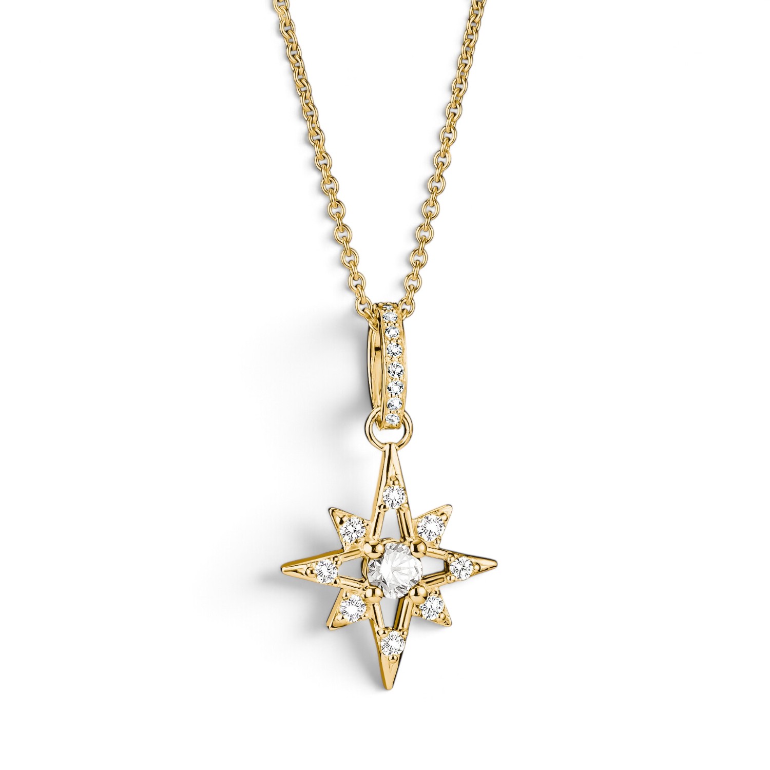 Thomas Sabo Kette Stern Damen – 18k vergoldet, Zirkonia, längenverstellbar 45–50 cm