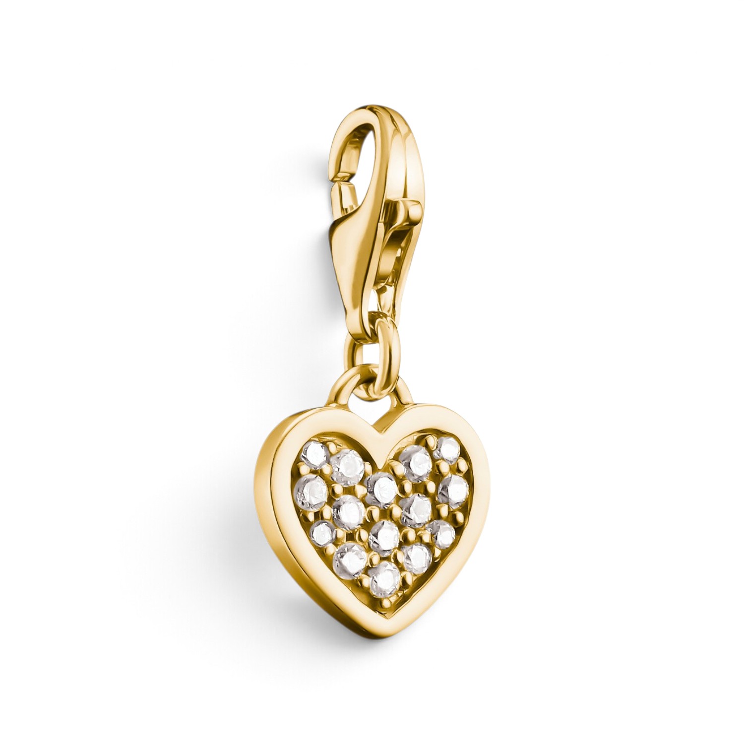 Thomas Sabo Charm Herz – 18k vergoldet mit weißem Zirkonia, goldfarben für Damen