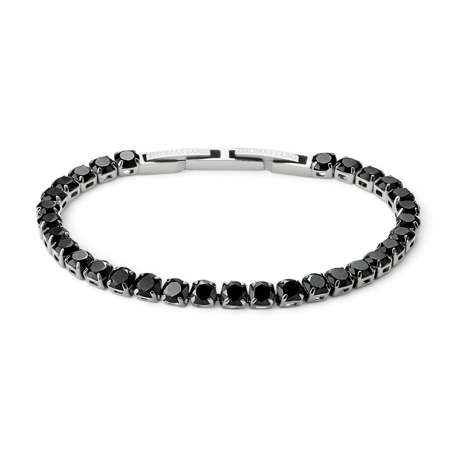 Thomas Sabo Tennisarmband Edelstahl 316L silberfarben mit schwarzem Zirkonia, 4 mm, 18,5/20 cm