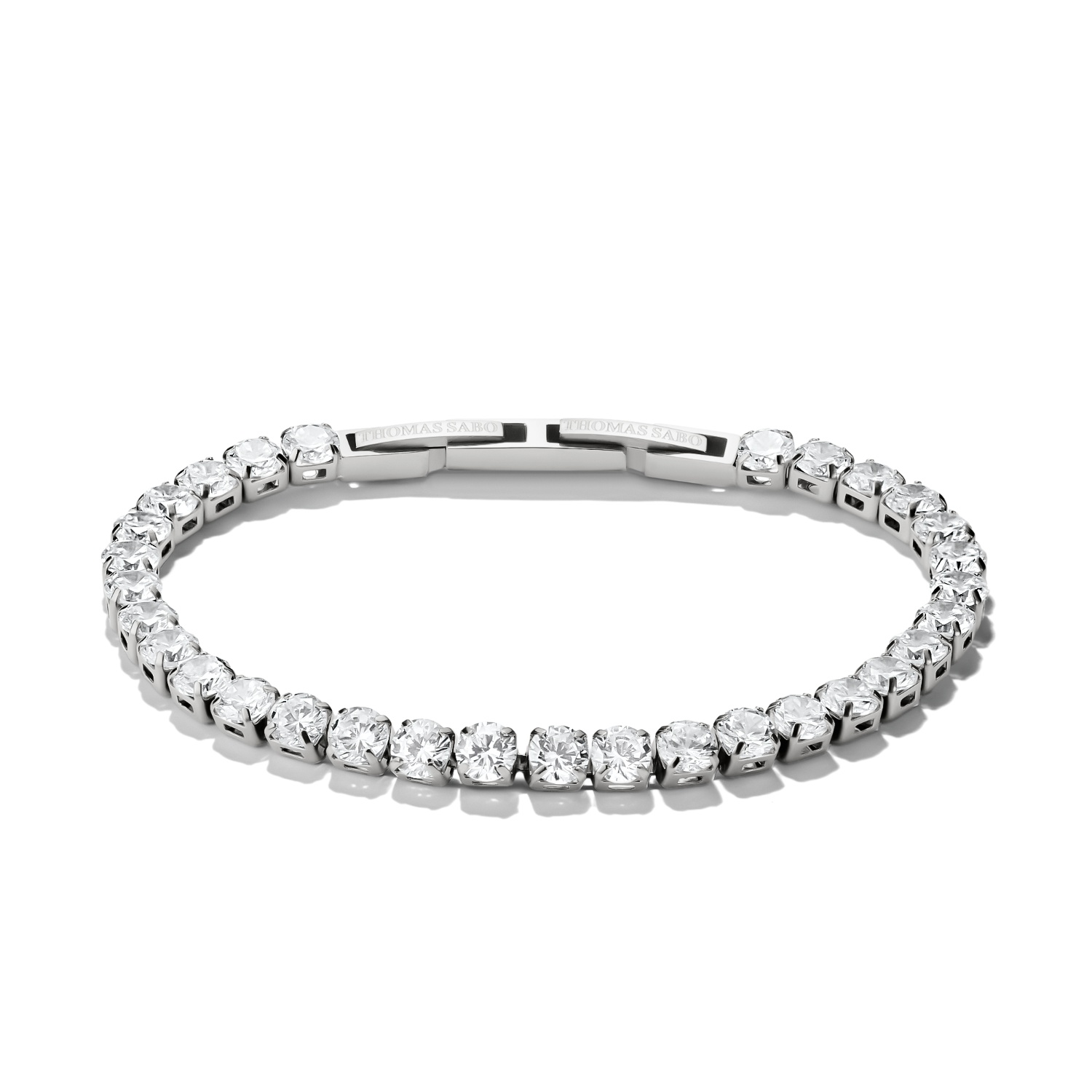 Thomas Sabo Tennisarmband Edelstahl 316L mit weißem Zirkonia, 4 mm, silberfarben, 16,5/18 cm