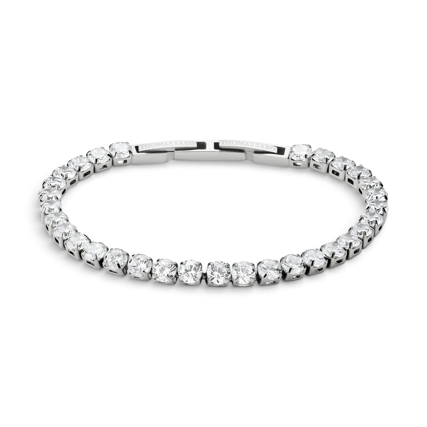 Thomas Sabo Tennisarmband Edelstahl 316L mit weißem Zirkonia, 4 mm, silberfarben, 18,5/20 cm