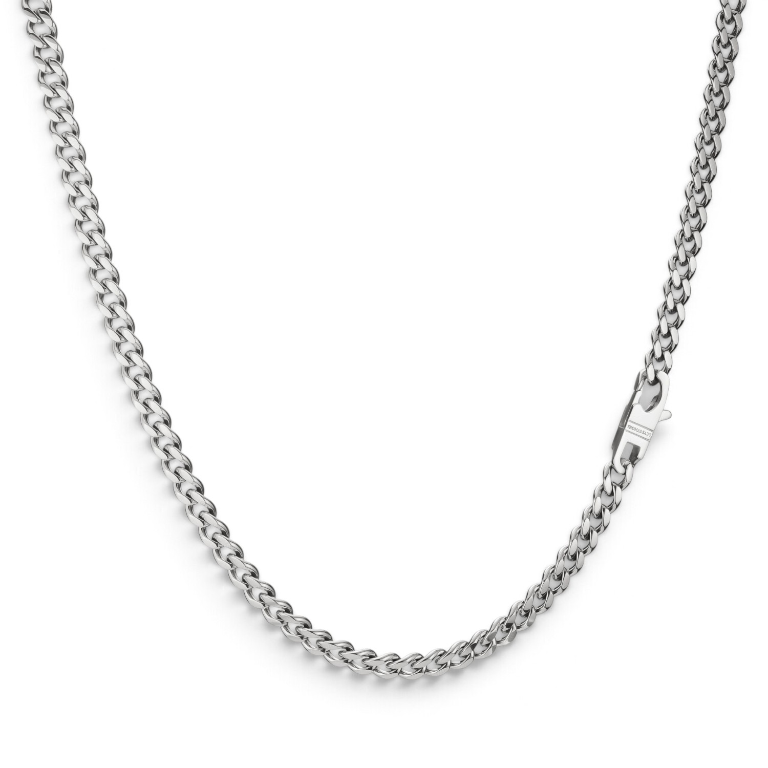 Thomas Sabo Zopfkette Herren – Edelstahl 316L, silberfarben, 4 mm breit, 55 cm Länge