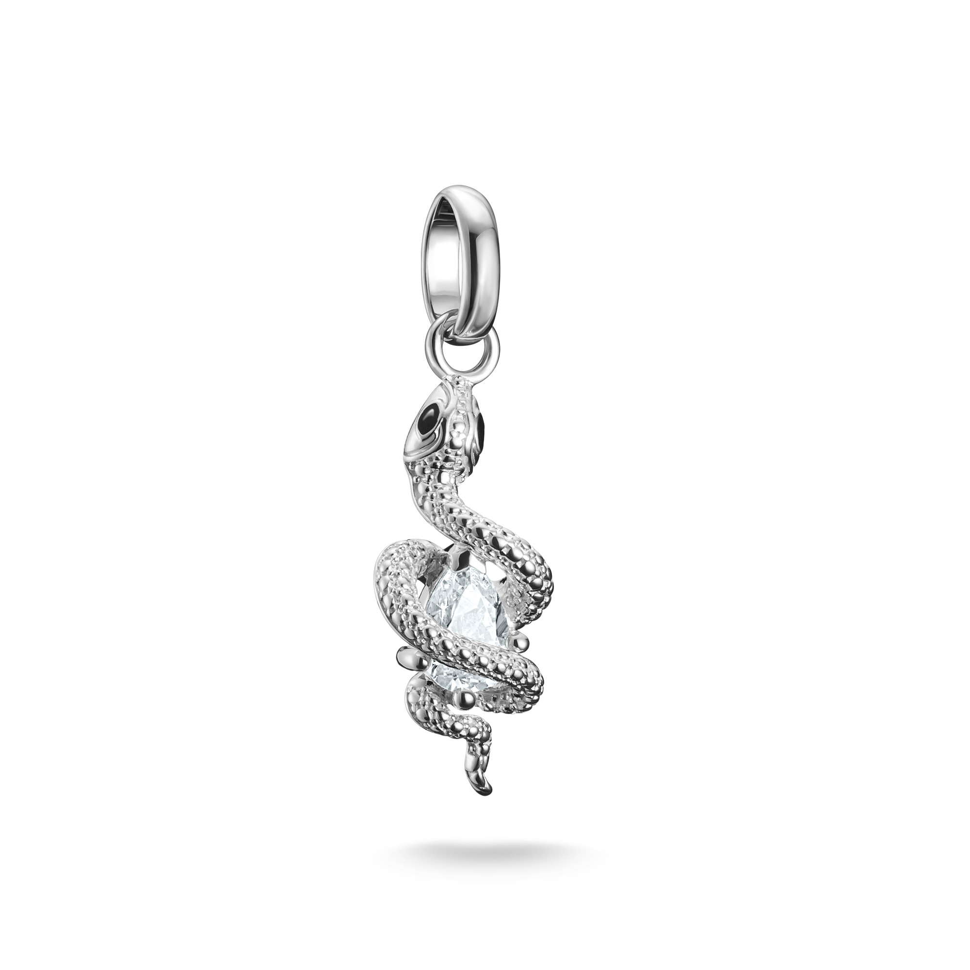 Thomas Sabo Charm-Anhänger Schlange, 925 Silber mit Zirkonia, 28x8mm, silber