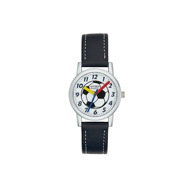 Adora Kinderuhr Fußball - Quarz Analog, 28mm Metallgehäuse, Wasserdicht 5 Bar