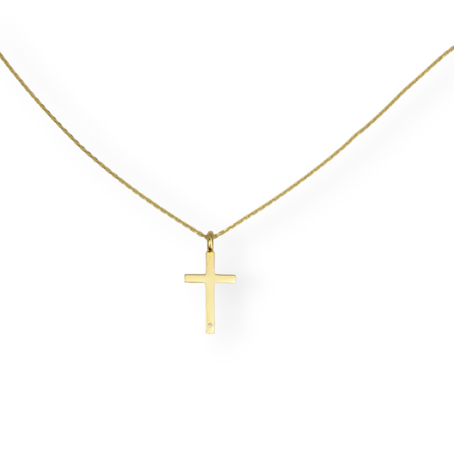 Kette 14 Karat Gold Kreuz mit Zirkonia