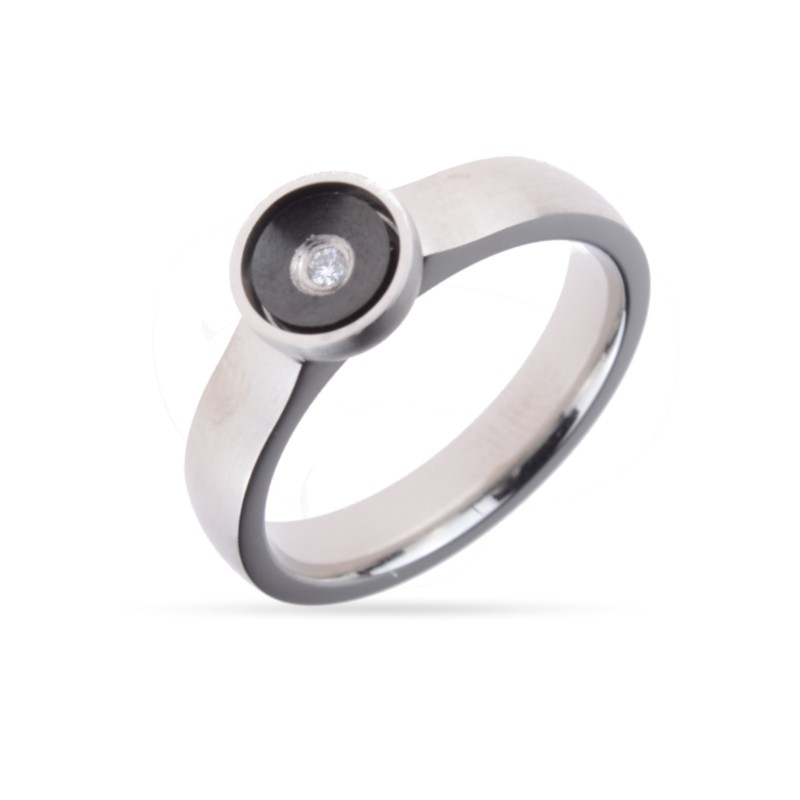 Edelstahl Ring mit Brillant