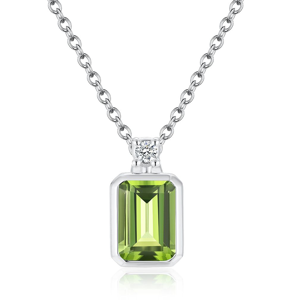 Kette mit Anhänger Rechteck Peridot