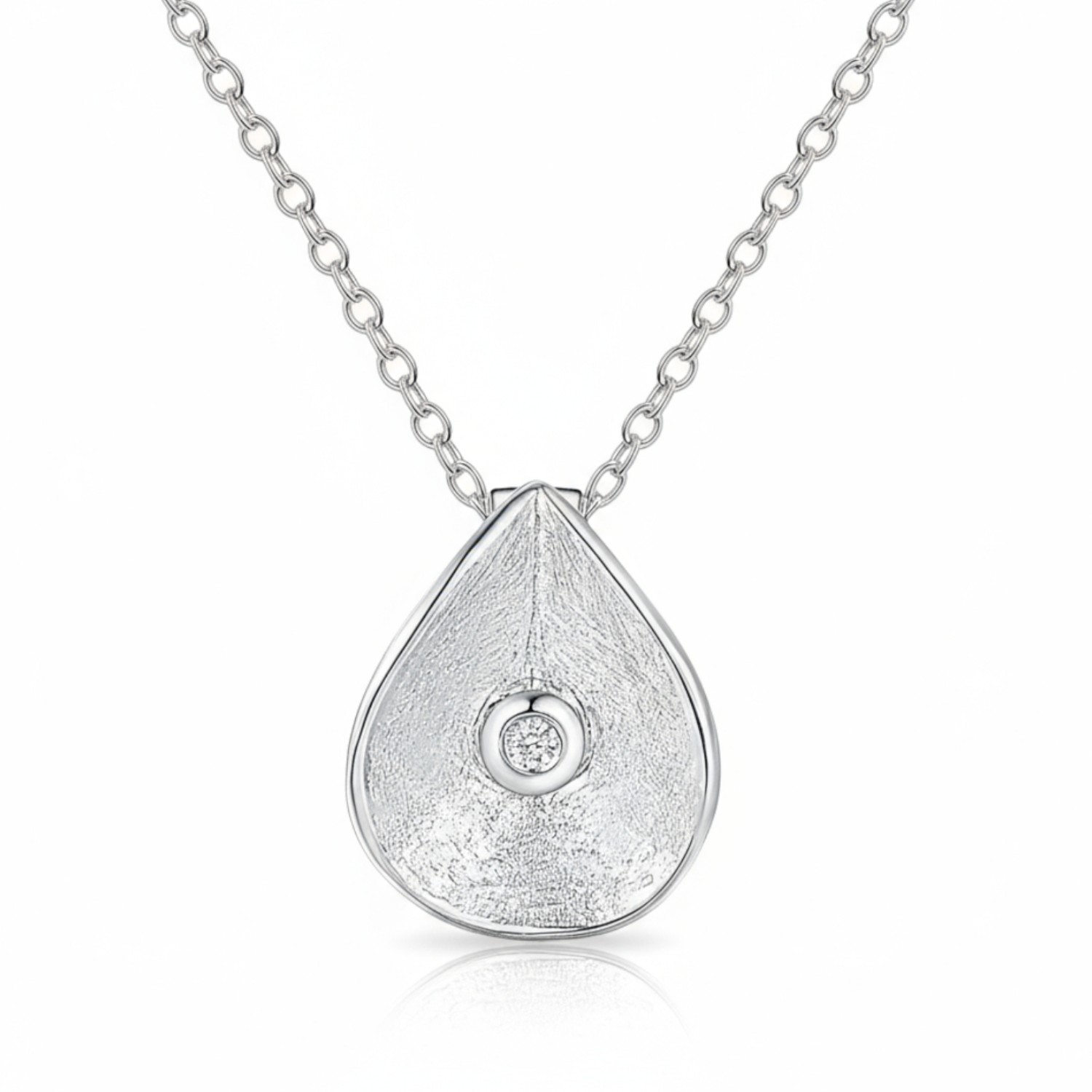 Quinn Halskette mit Tropfenanhänger, 925 Silber, Diamant 0,01 ct Brillant, 42+3 cm – Damen