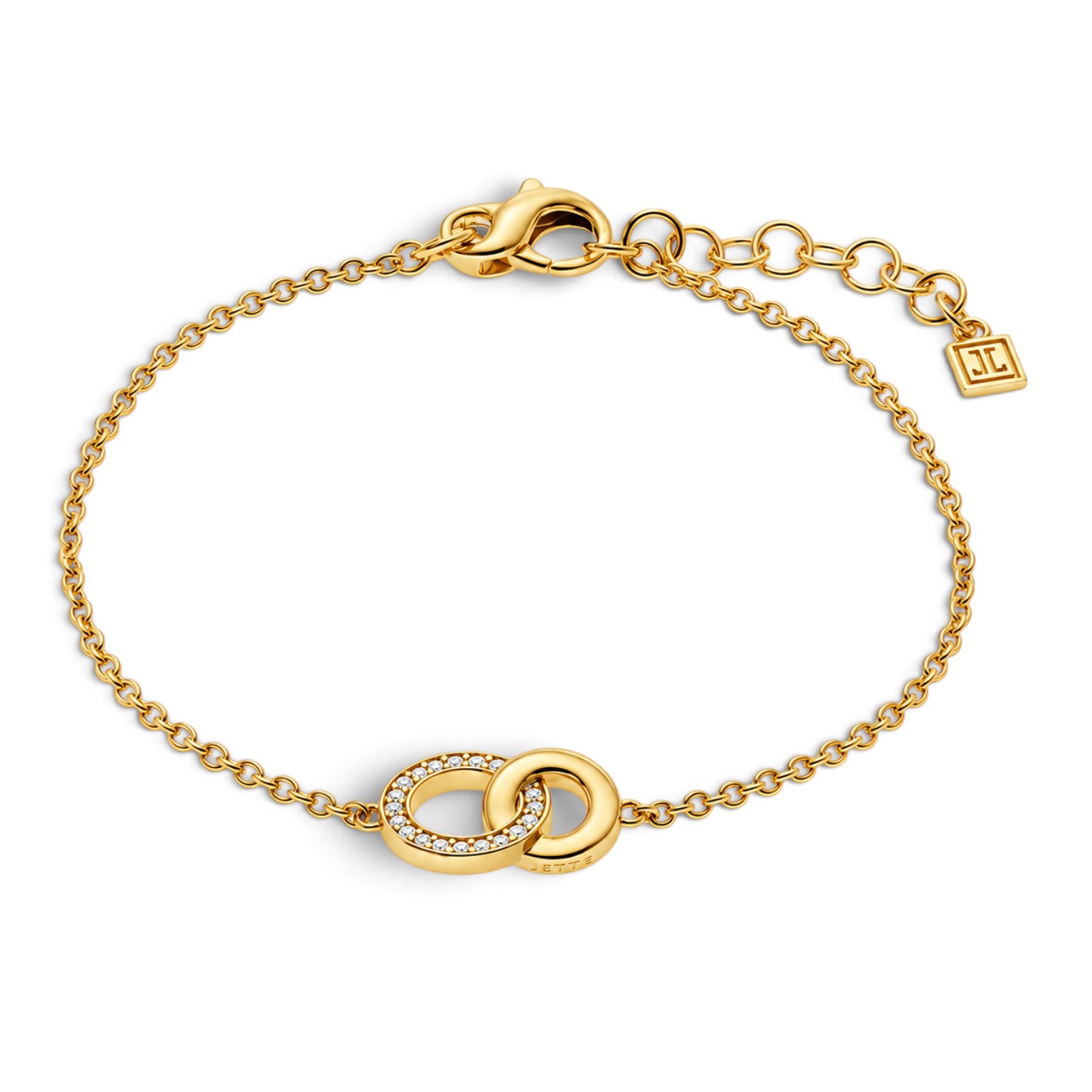 JETTE Armband SWING Damen – 925 Silber gelb vergoldet mit Zirkonia, goldfarben, 17–20 cm