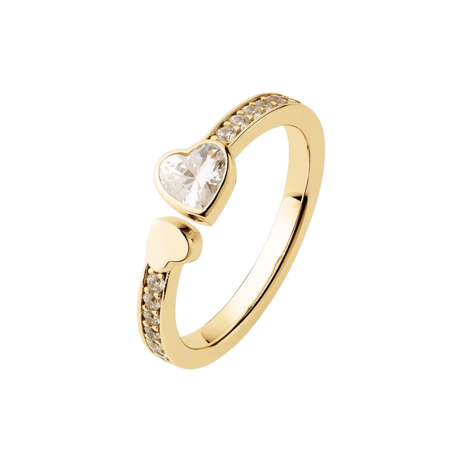 Damenring DIAMOND von JETTE aus 925 vergoldetem Silber mit Zirkonia, goldfarben, Ringgröße 55, 2,5mm