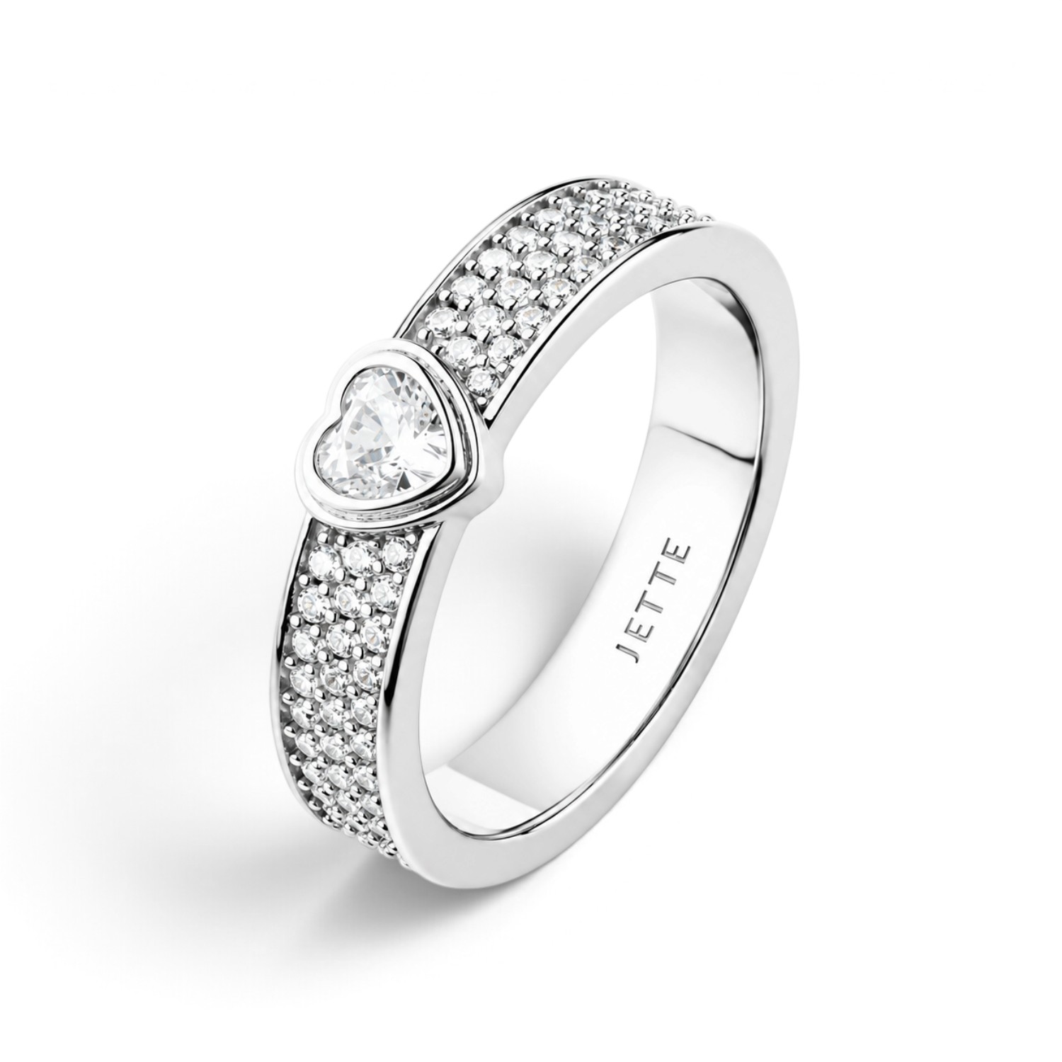 JETTE Damenring BELOVED – 925 Silber mit Zirkonia, silberfarben, 6 mm breit, Ringgröße 59