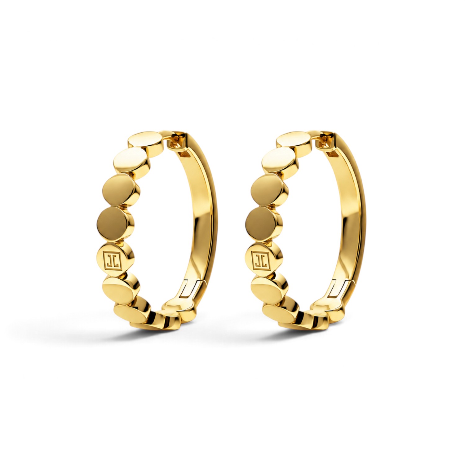 JETTE Creolen HIT Damen – 925 Silber gelb vergoldet, goldfarben, Ø 21 mm