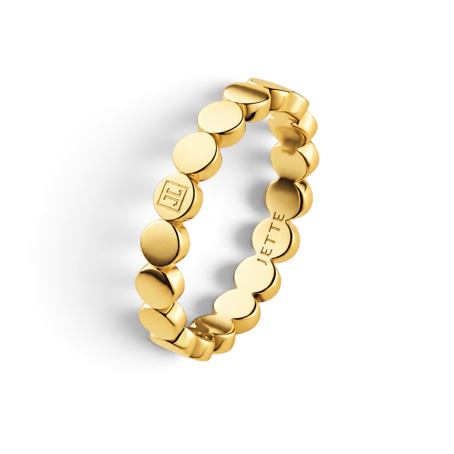 JETTE Damenring HIT – 925 Silber gelb vergoldet, goldfarben, 3,5 mm, Ringgröße 57