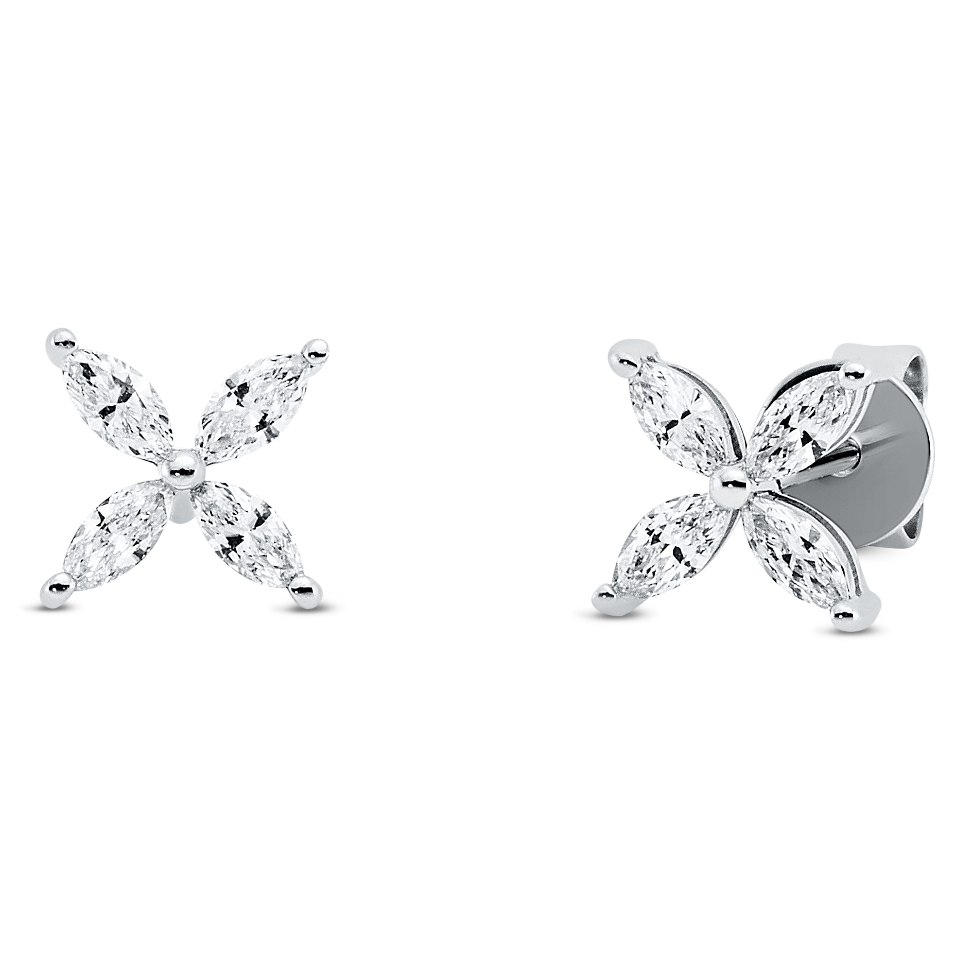 DiamondGroup Ohrstecker Navette, 750 Gold, 0,31ct TW SI Diamanten, Damen, 6,4mm