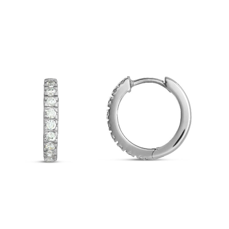 Schmidt Creole Silber 925 Ohrringe für Damen, Zirkonia, Ø 13,5mm, silberfarben