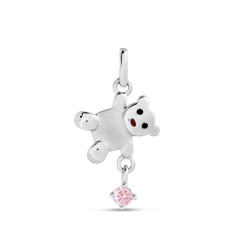 Schmidt Kinderanhänger in Silber 925 mit Zirkonia, Ø 12mm – Silberfarben