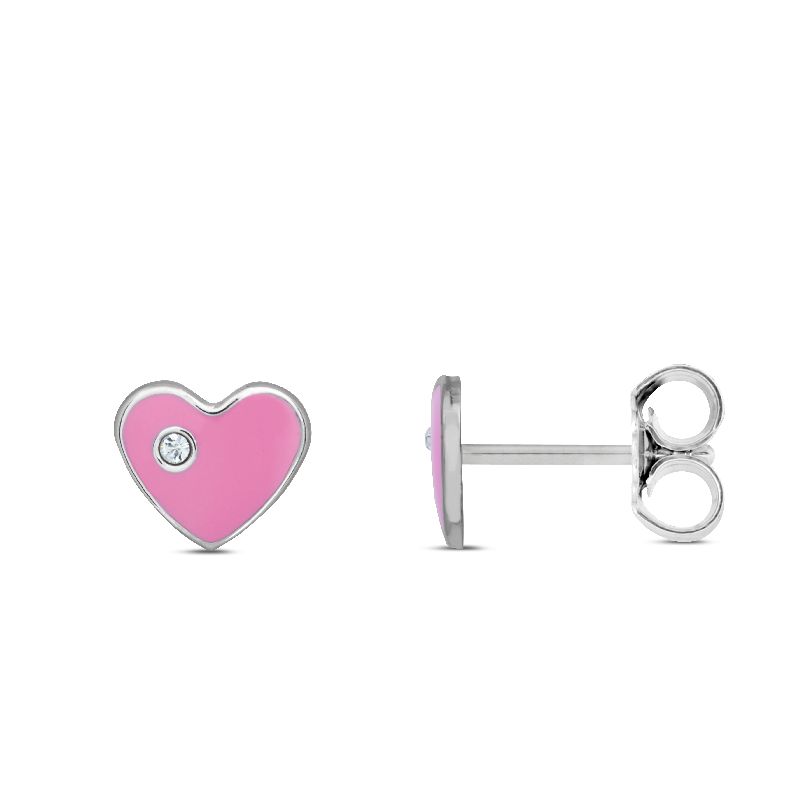 Schmidt 925 Silber Ohrstecker mit rosa Zirkonia, 5mm - für Damen und Kinder