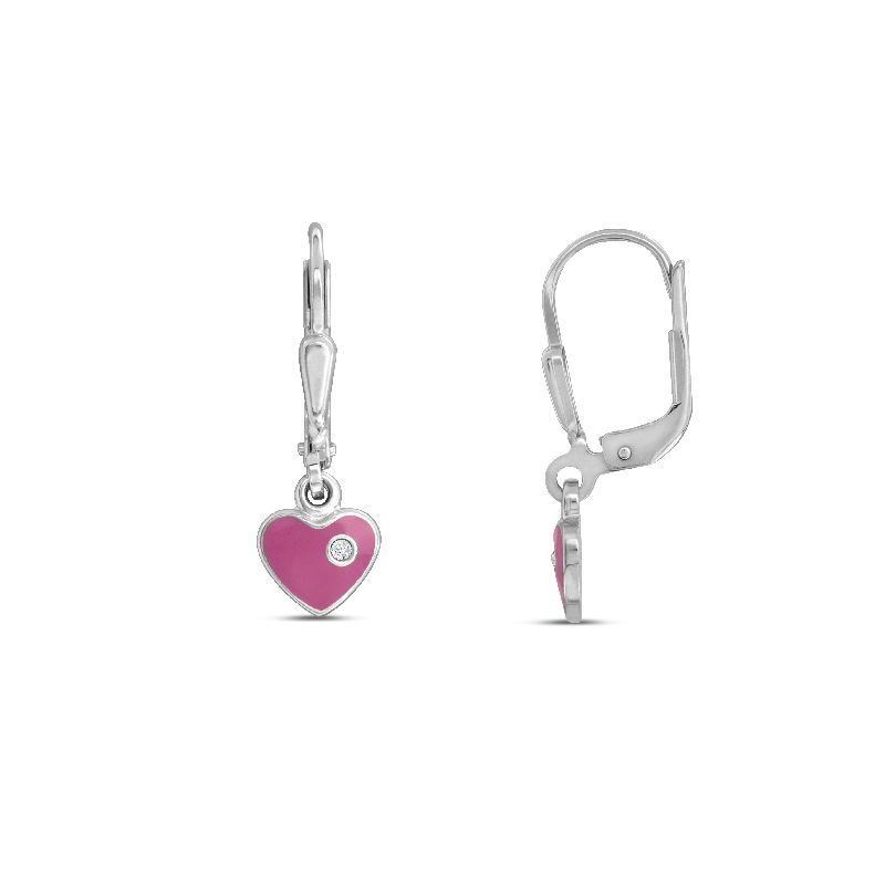 Schmidt Ohrhänger für Kinder, Silber 925, rosa Zirkonia, Ohrschmuck