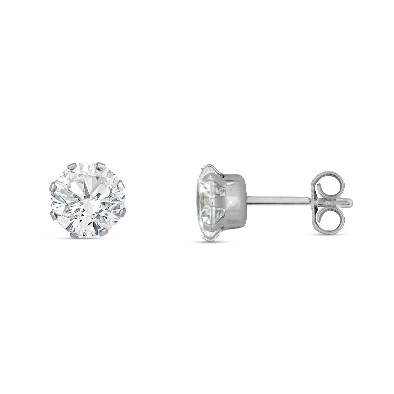 Schmidt Ohrstecker Damen 925 Silber, 7mm, Zirkonia, silberfarben