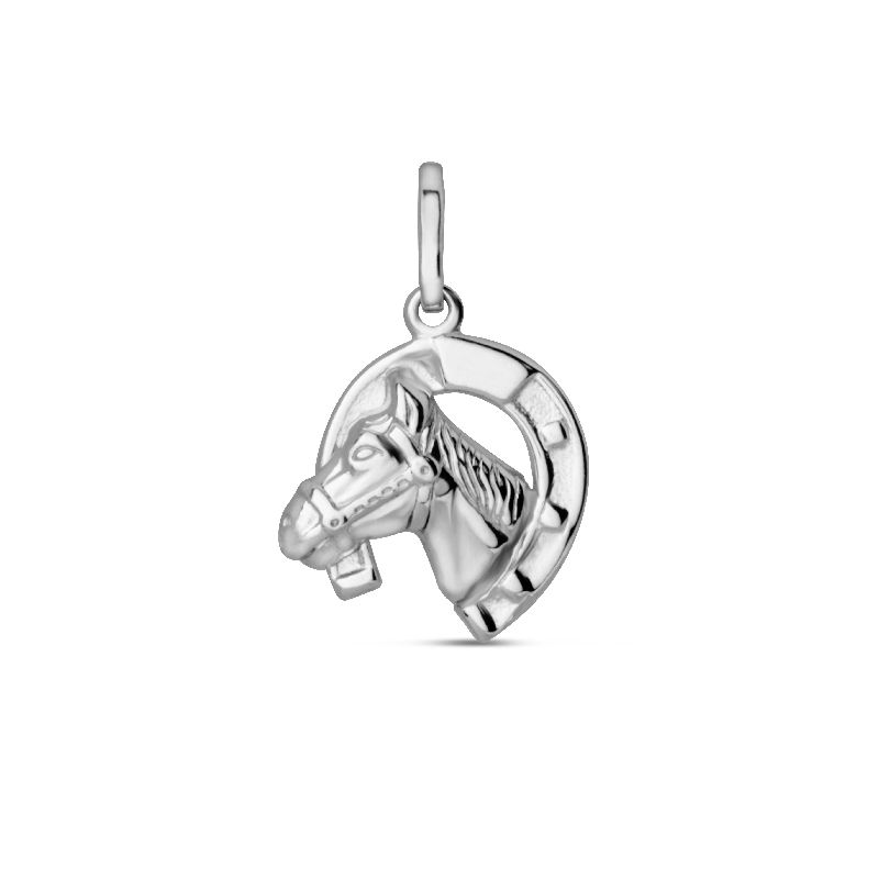 Schmidt Anhänger Pferd in Hufeisen 925 Silber, Ø 11mm für Damen und Kinder, silber
