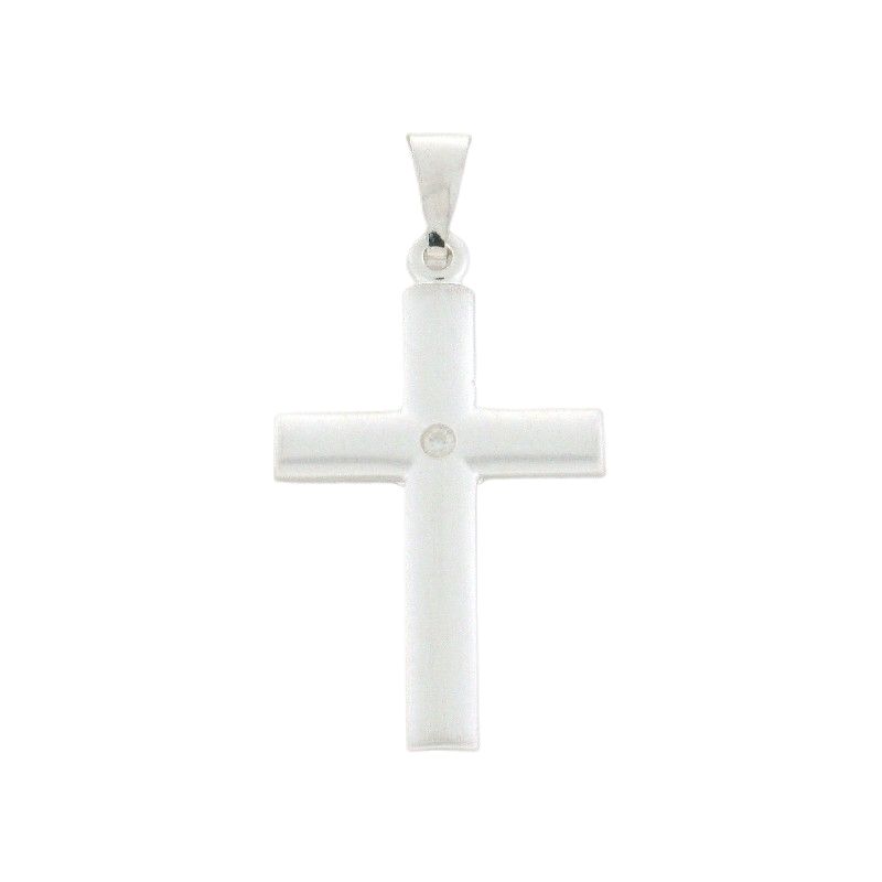Schmidt Kreuzanhänger für Damen und Kinder, 925 Silber mit Zirkonia, silberfarben