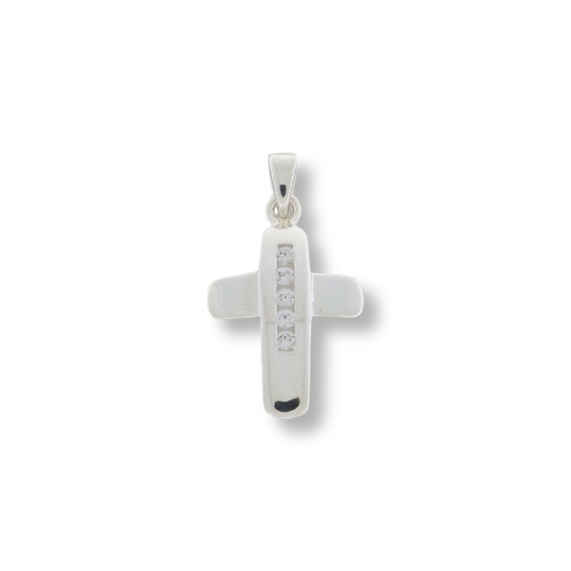 Schmidt Kreuzanhänger 925 Silber mit Zirkonia für Damen und Kinder, Silberfarben