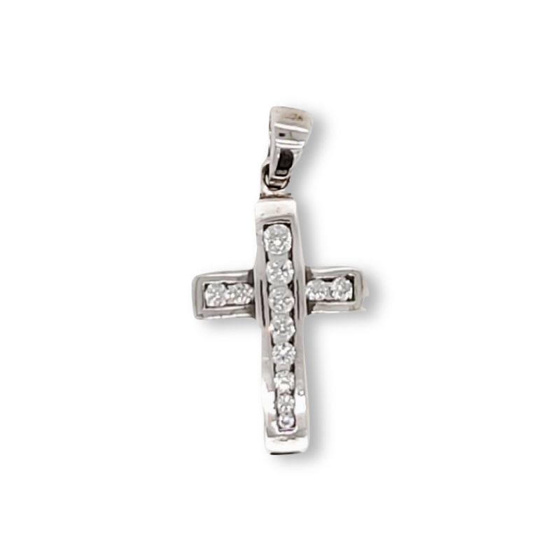 Schmidt Kreuzanhänger Silber 925 mit Zirkonia, Ø 15mm für Damen und Kinder